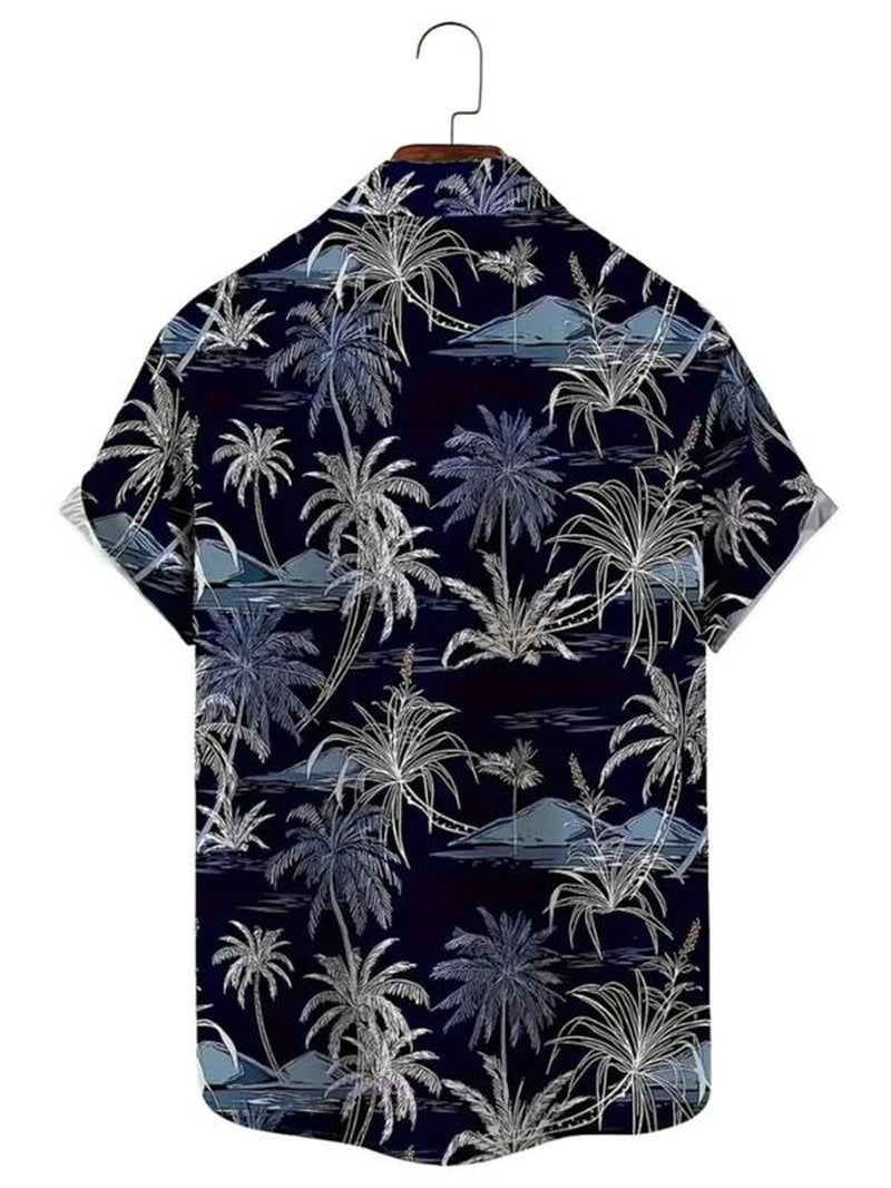 Men'S Regular Fit Tropical Print Button Front Shirt, Hawaiian Shirt, Short Sleeve Collar Shirt for Summer Holiday Vacation, Casual Men'S Clothes