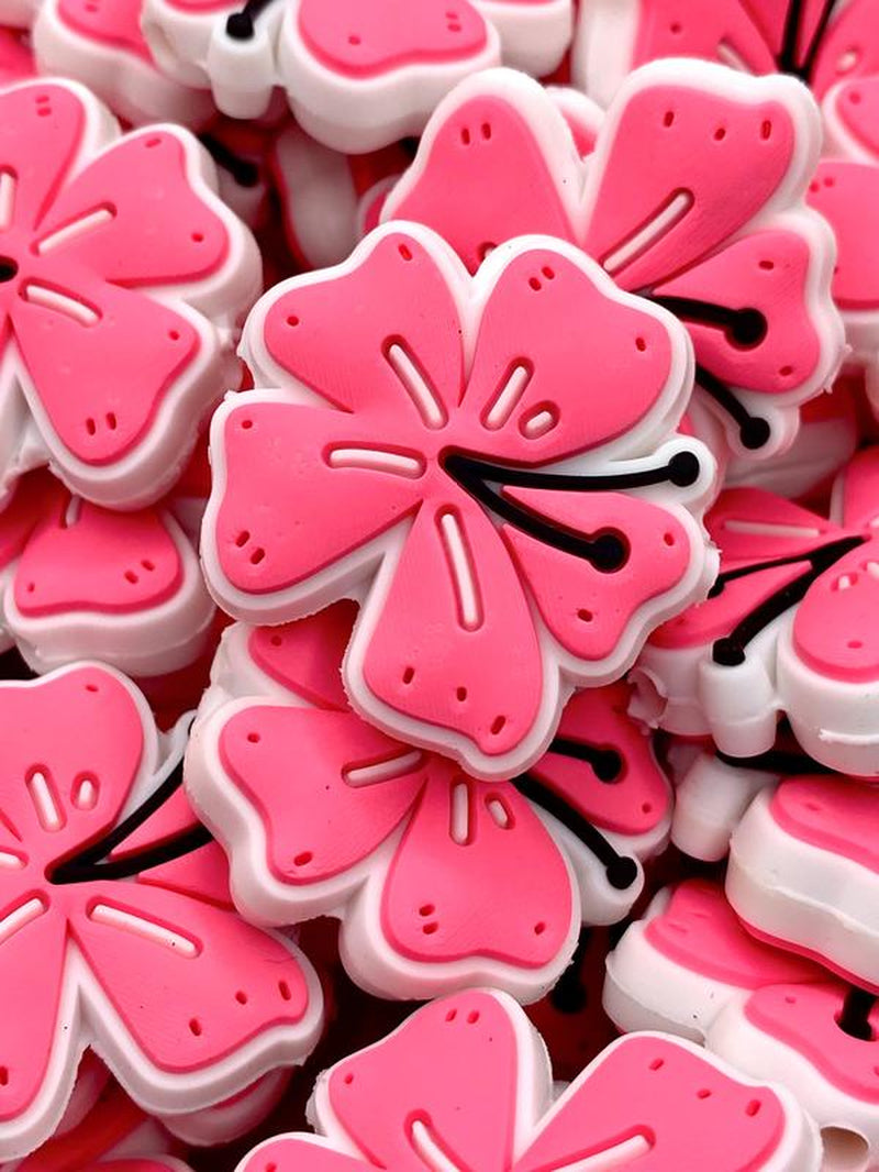 I Left My Heart in Hawaii Silicone Focal Beads | Flower Beads | Pink Beads