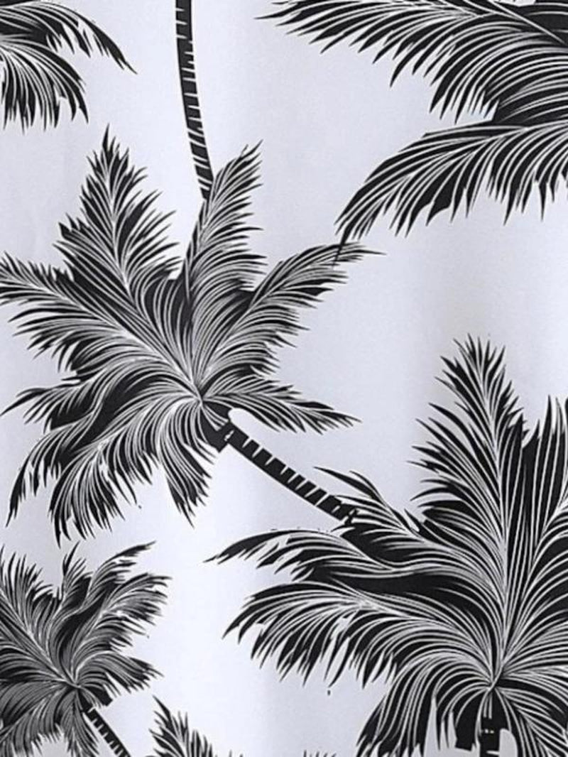 Men'S Thin Tropical Print Button Front Shirt, Loose Random Palm Tree Graphic Short Sleeve Hawaiian Shirt, Summer Clothes, Mens Clothin, Please Purchase One Size Smaller
