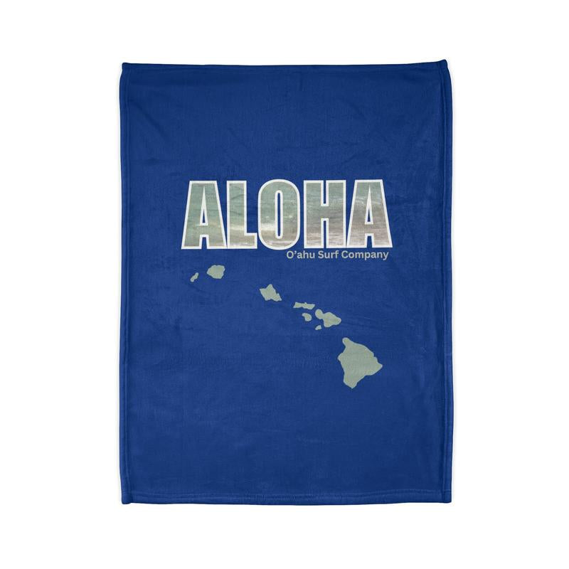 O'Ahu Surf Company Aloha Hawaii Throw Blanket - Hawaiian Islands Design - Ultra Soft Minky Throw