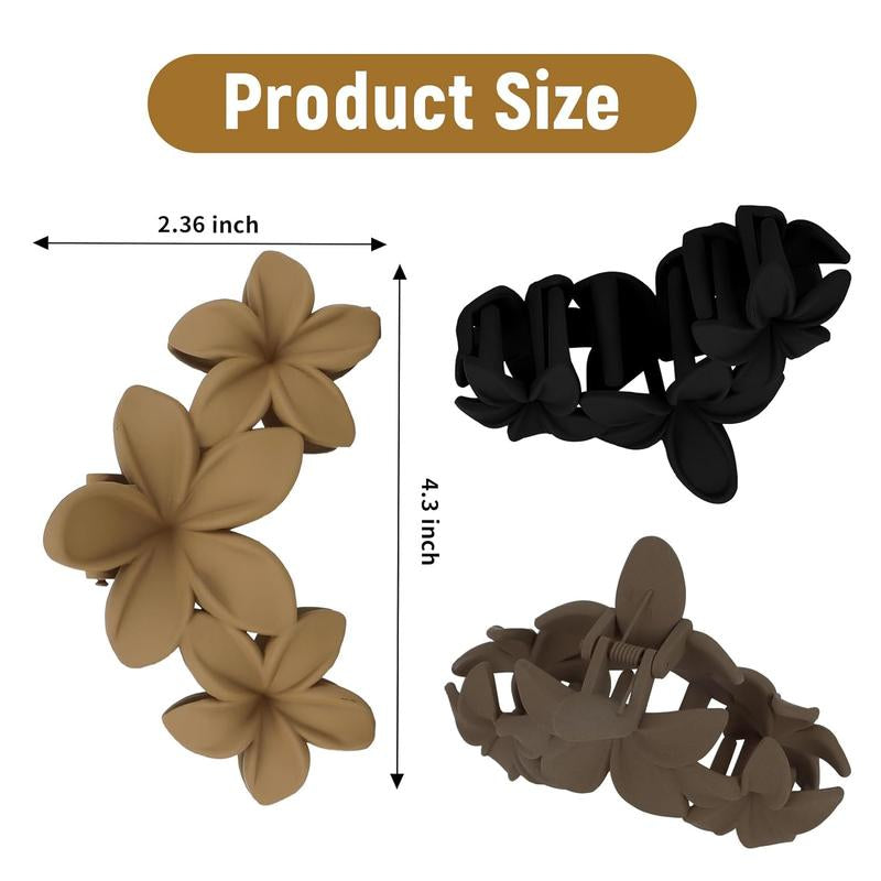 4PCS Flower Hair Clips Non-Slip Matte Flower Hair Clips for Women Cute Hair Clips, Hawaiian Hair Flower Clip Large Plumeria Hair Clip Strong Hold Hair Claws Hair Accessories