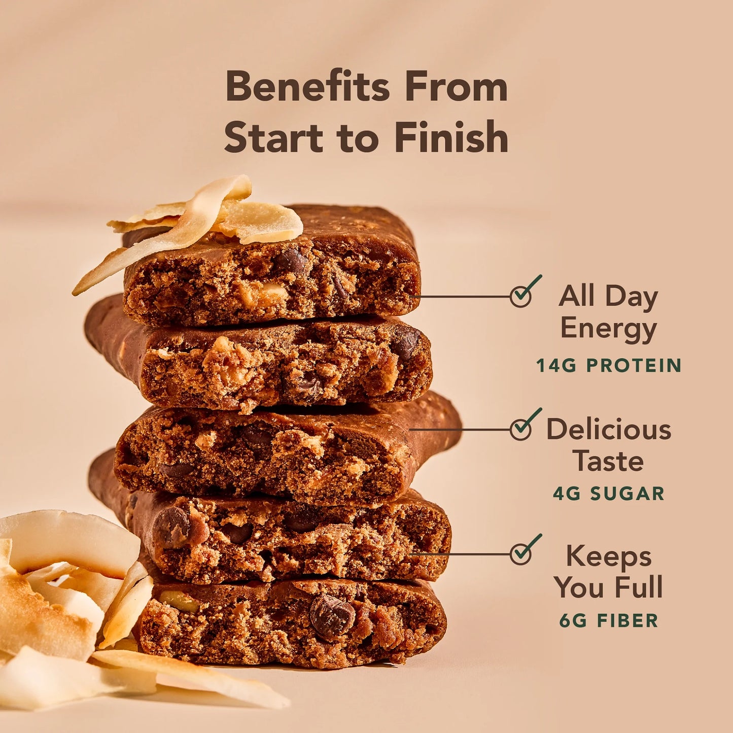 Plant Based Protein Bars, Coconut Chocolate Almond, 14G Protein (Pack of 12)