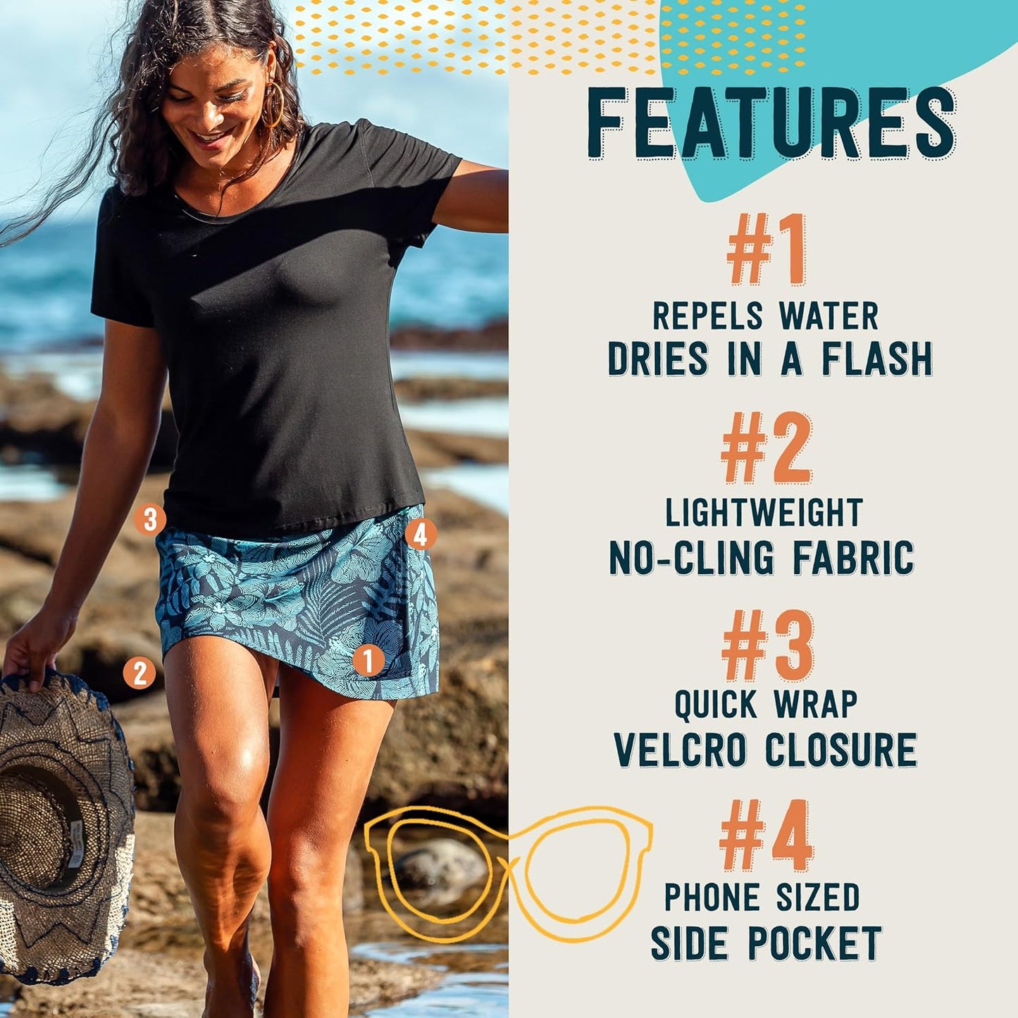 | Length 1 with Pockets | Quick Wrap, Quick Dry, Travel Skirt with Side Pockets