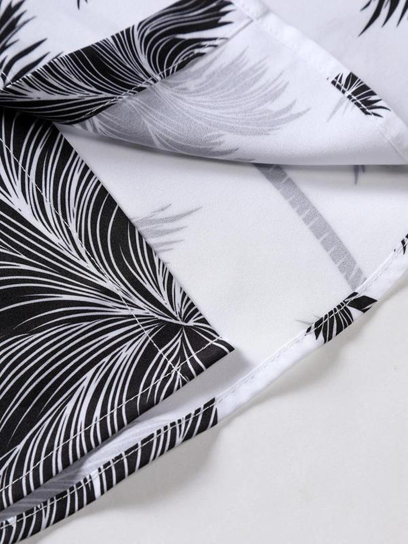Men'S Thin Tropical Print Button Front Shirt, Loose Random Palm Tree Graphic Short Sleeve Hawaiian Shirt, Summer Clothes, Mens Clothin, Please Purchase One Size Smaller