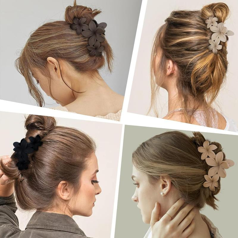 4PCS Flower Hair Clips Non-Slip Matte Flower Hair Clips for Women Cute Hair Clips, Hawaiian Hair Flower Clip Large Plumeria Hair Clip Strong Hold Hair Claws Hair Accessories
