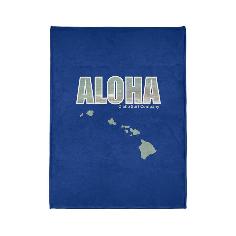 O'Ahu Surf Company Aloha Hawaii Throw Blanket - Hawaiian Islands Design - Ultra Soft Minky Throw