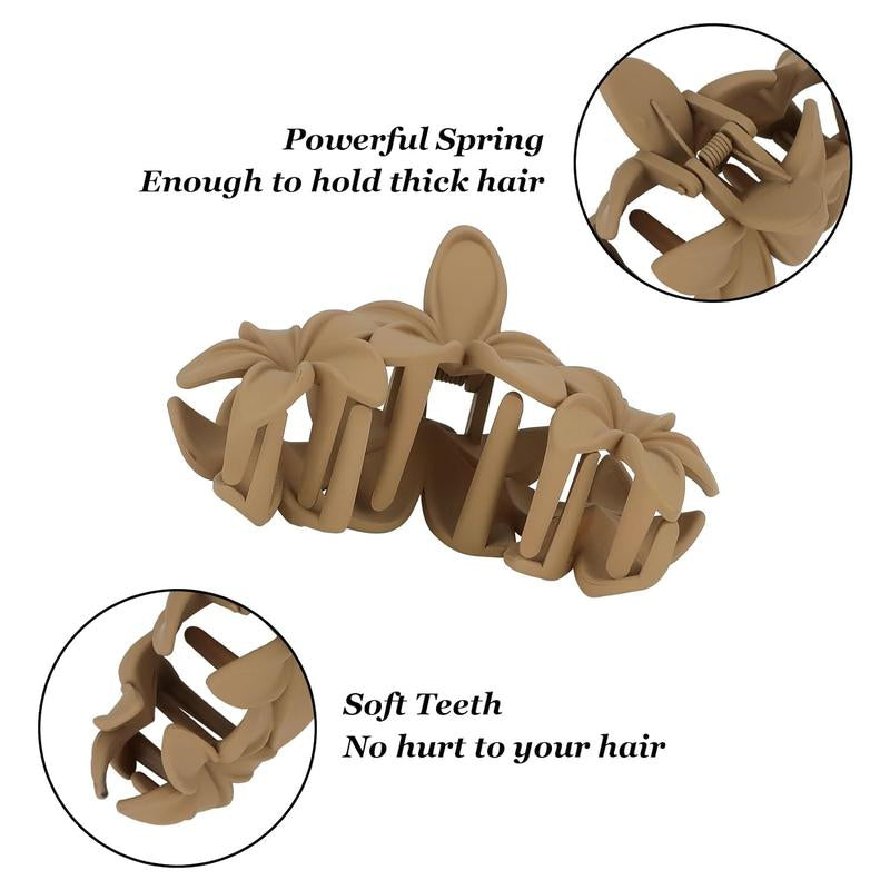 4PCS Flower Hair Clips Non-Slip Matte Flower Hair Clips for Women Cute Hair Clips, Hawaiian Hair Flower Clip Large Plumeria Hair Clip Strong Hold Hair Claws Hair Accessories