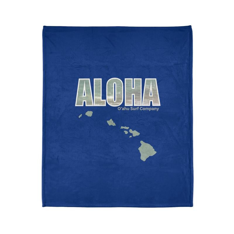 O'Ahu Surf Company Aloha Hawaii Throw Blanket - Hawaiian Islands Design - Ultra Soft Minky Throw