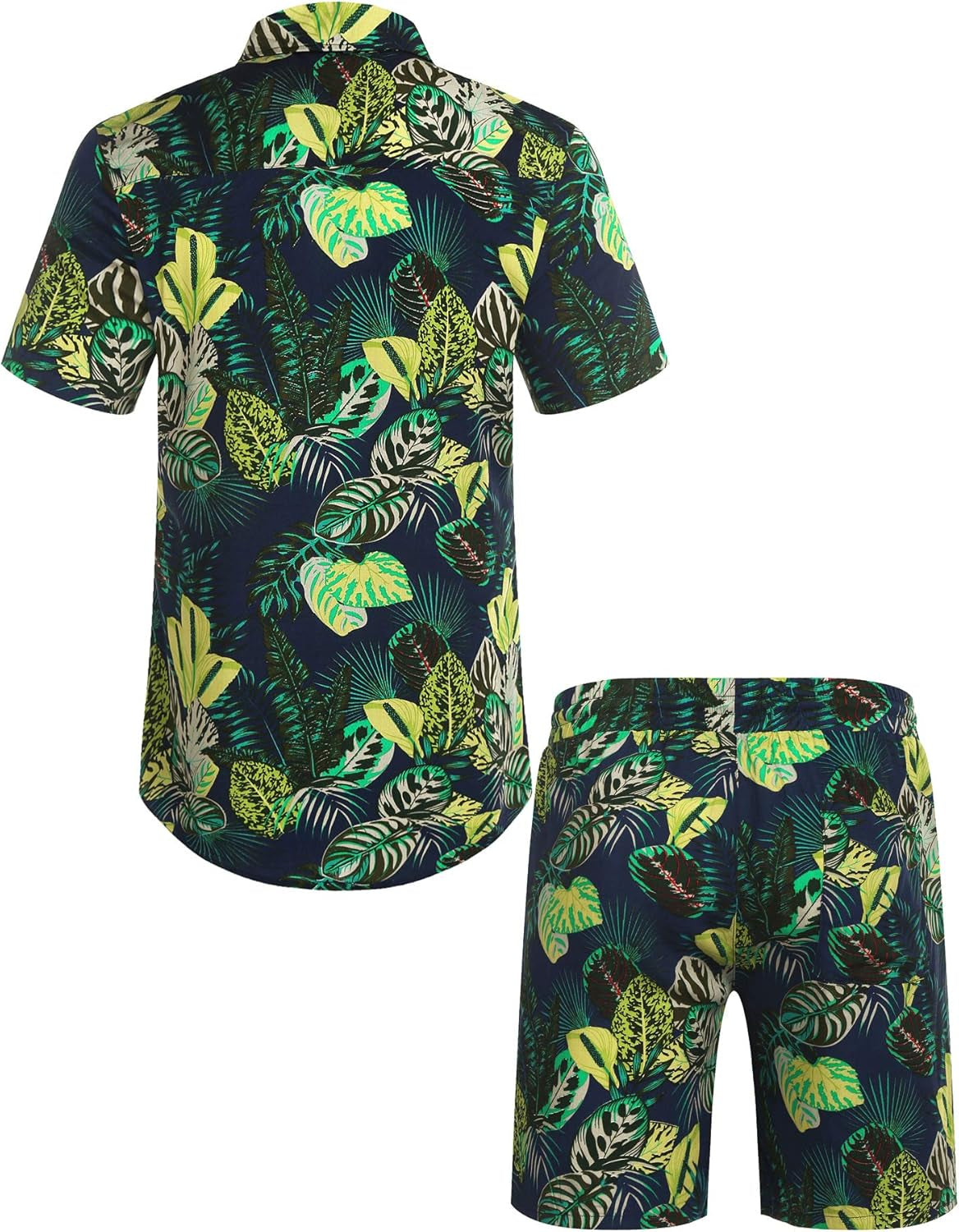 Men'S Hawaiian Matching Set Summer Beach 2 Piece Outfits Flower Button down Shirts and Shorts