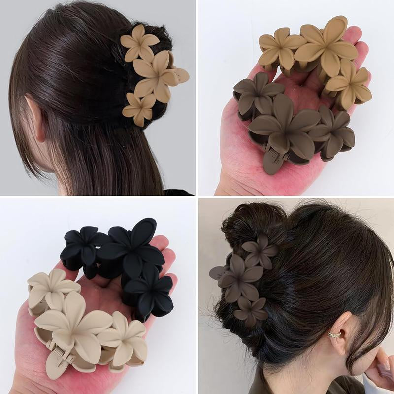 4PCS Flower Hair Clips Non-Slip Matte Flower Hair Clips for Women Cute Hair Clips, Hawaiian Hair Flower Clip Large Plumeria Hair Clip Strong Hold Hair Claws Hair Accessories