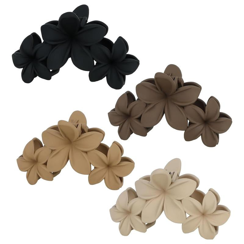 4PCS Flower Hair Clips Non-Slip Matte Flower Hair Clips for Women Cute Hair Clips, Hawaiian Hair Flower Clip Large Plumeria Hair Clip Strong Hold Hair Claws Hair Accessories