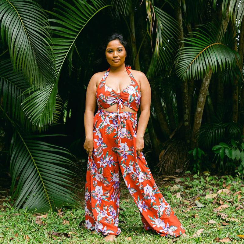 New Orchid Wrap Pants and Top Set, Made in Hawaii