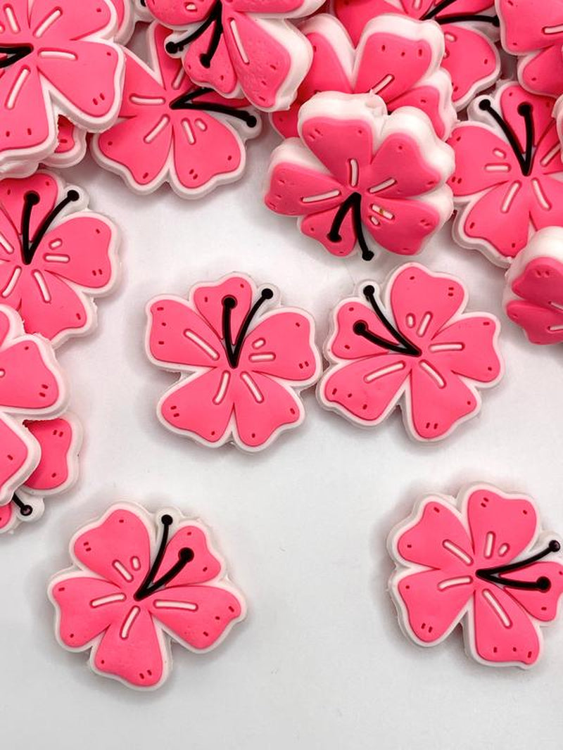 I Left My Heart in Hawaii Silicone Focal Beads | Flower Beads | Pink Beads