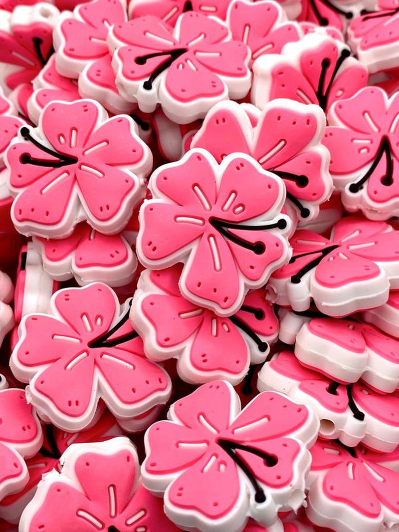 I Left My Heart in Hawaii Silicone Focal Beads | Flower Beads | Pink Beads