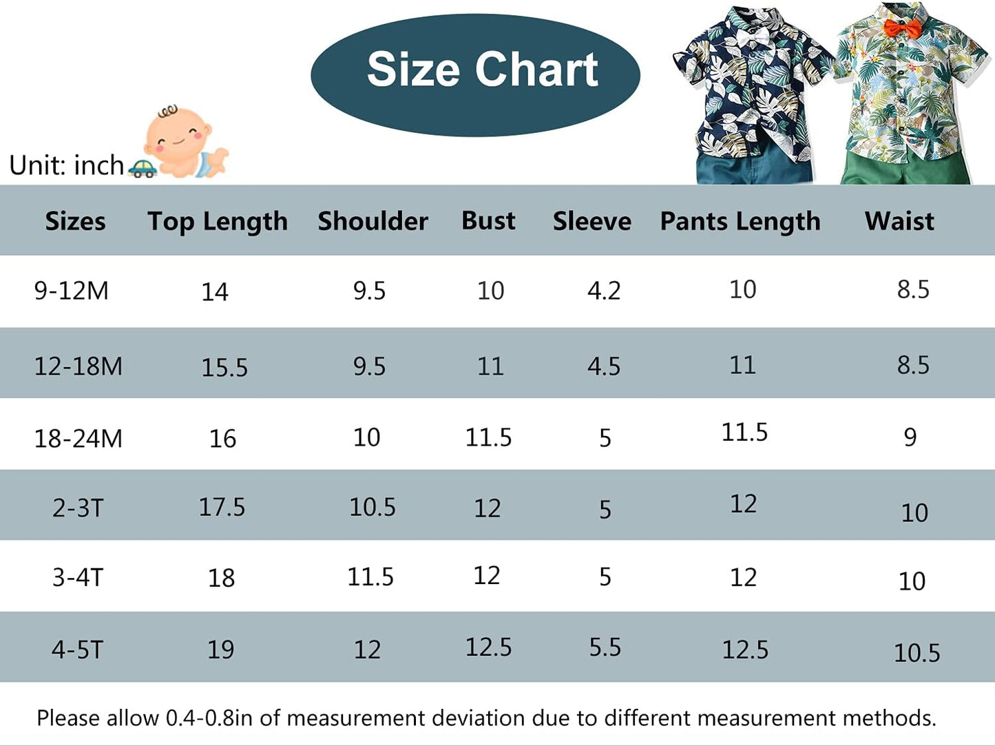 Toddler Baby Boy Shorts Sets Hawaiian Outfit,Infant Kid Leave Floral Short Sleeve Shirt Top+Shorts Suits