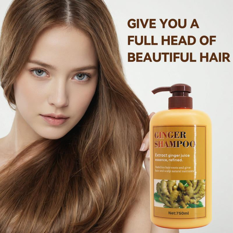 [FDA Approved] 750Ml Ginger Hair Shampoo Fast Regrowth Hair Thick Anti-Hair Loss Anti-Dandruff Anti-Itching Shampoo Conditioner Haircare Cleansing Cleanser