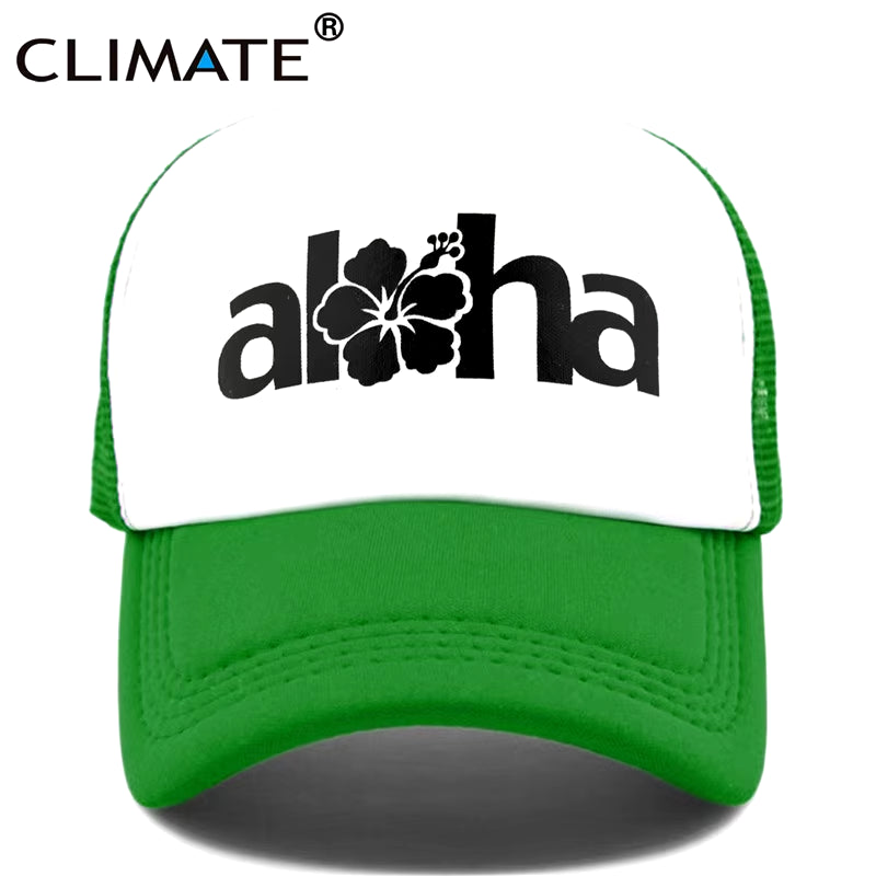 Women Men Aloha Cap New Seaside Aloha Flower Hat Cap Beach Hip Hop Baseball Trucker Mesh Cool Caps Hat for Man Women