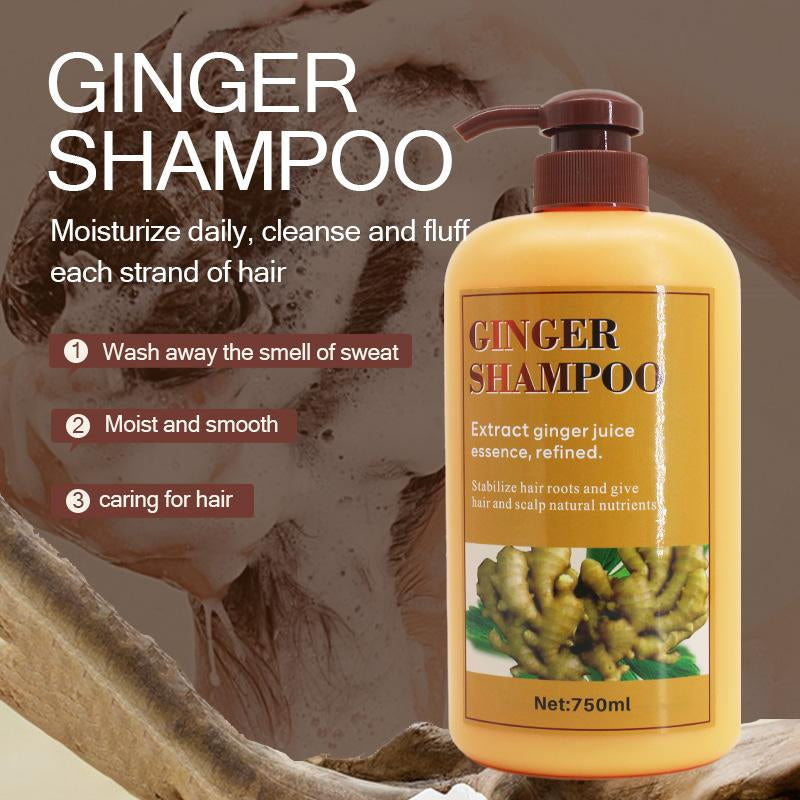 [FDA Approved] 750Ml Ginger Hair Shampoo Fast Regrowth Hair Thick Anti-Hair Loss Anti-Dandruff Anti-Itching Shampoo Conditioner Haircare Cleansing Cleanser