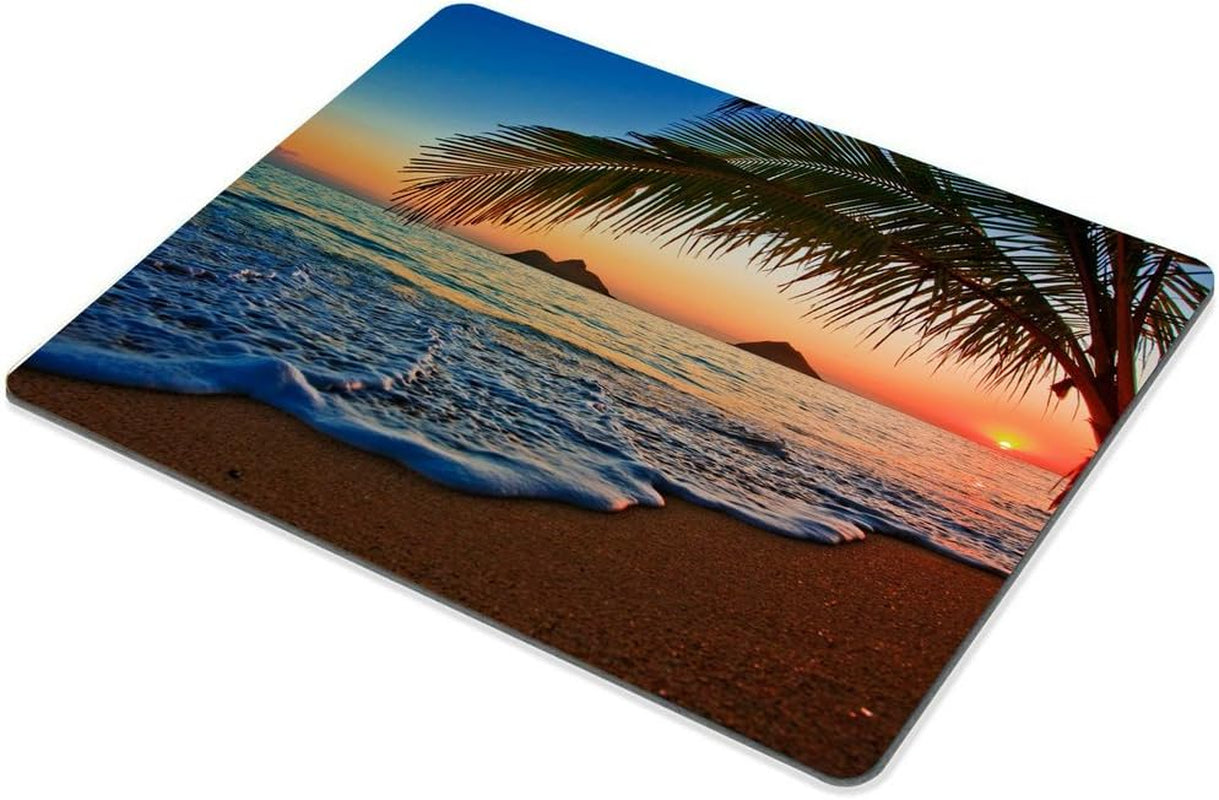 Hawaiian Mouse Pad, Pacific Sunrise at Lanikai Beach, Hawaii Colorful Sky Wavy Ocean Surface Scene,Customized Rectangle Non-Slip Rubber Mousepad Gaming Mouse Pad, 9.5 X 7.9 Inches