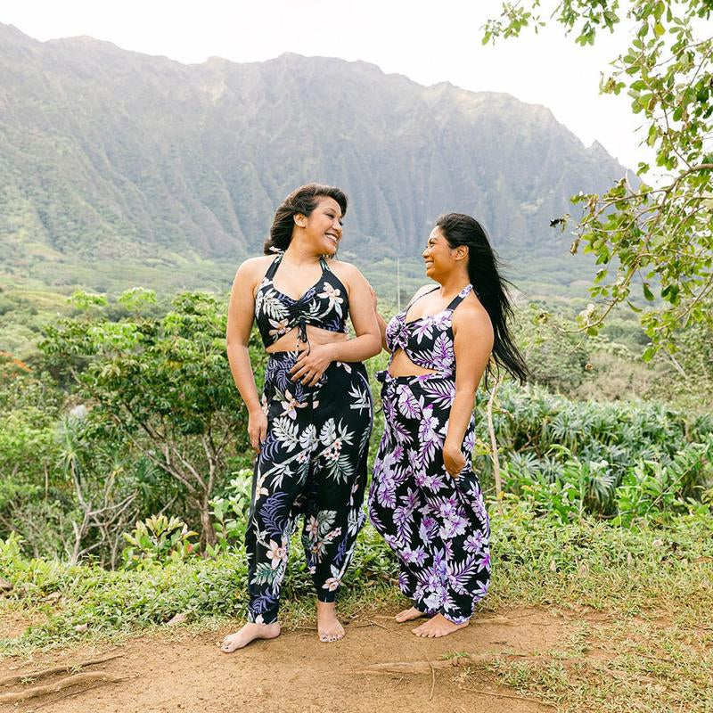 Bright Hibiscus Wrap Pants and Top Set, Made in Hawaii