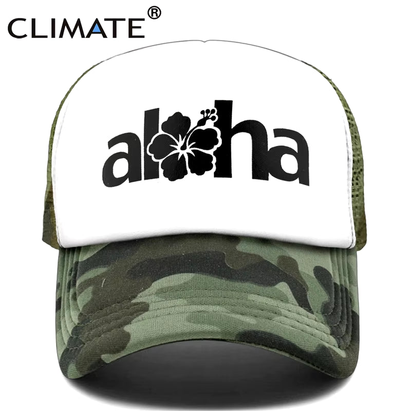 Women Men Aloha Cap New Seaside Aloha Flower Hat Cap Beach Hip Hop Baseball Trucker Mesh Cool Caps Hat for Man Women
