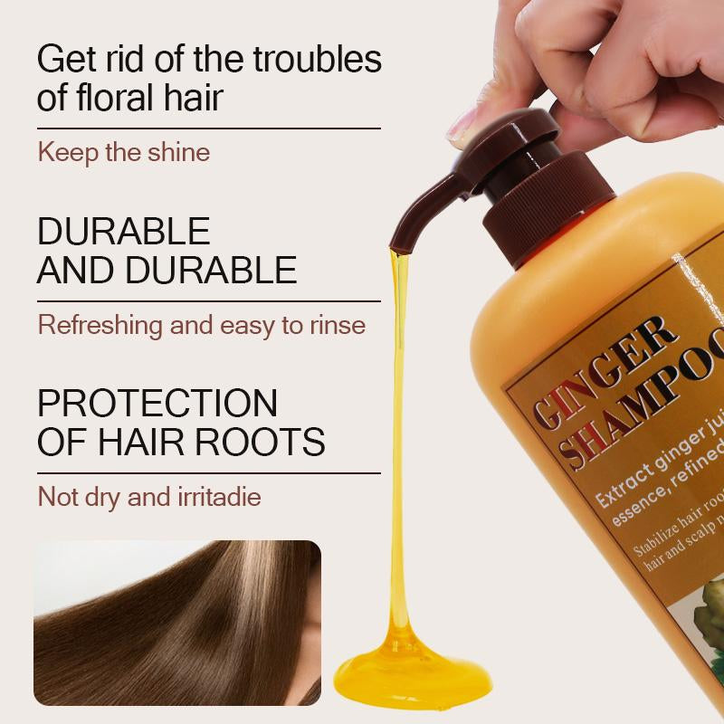 [FDA Approved] 750Ml Ginger Hair Shampoo Fast Regrowth Hair Thick Anti-Hair Loss Anti-Dandruff Anti-Itching Shampoo Conditioner Haircare Cleansing Cleanser