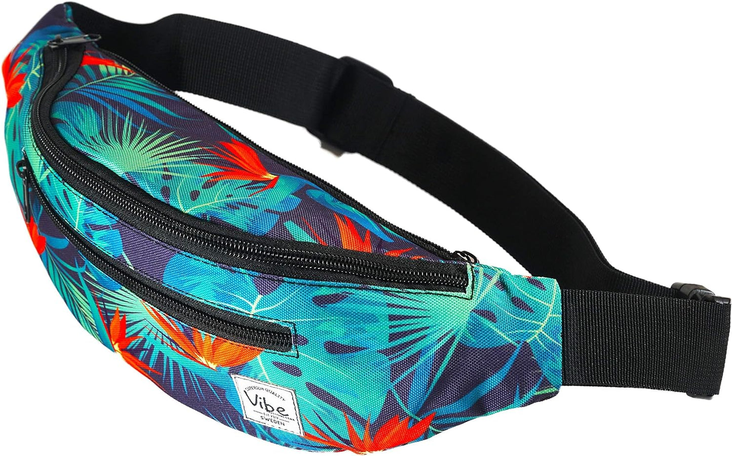 Fanny Pack for Men Women - Many Prints - Black Holographic Silver Gold Cute Waist Bag for Festival Rave Hiking Running Cycling