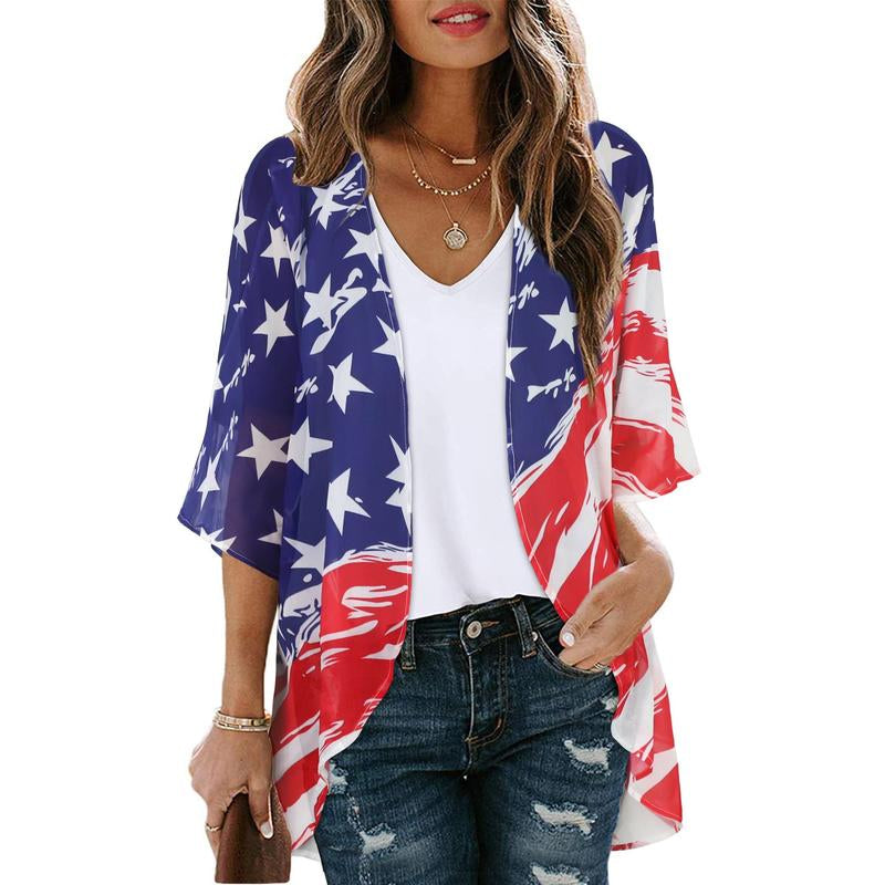 Women'S Floral Kimono Cardigan Loose Cover up Casual Blouse Tops