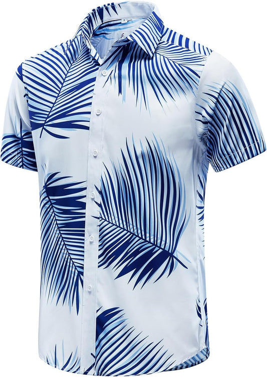Men'S Hawaiian Shirt Short Sleeves Printed Button down Summer Beach Dress Shirts