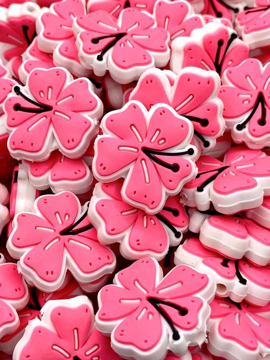 I Left My Heart in Hawaii Silicone Focal Beads | Flower Beads | Pink Beads