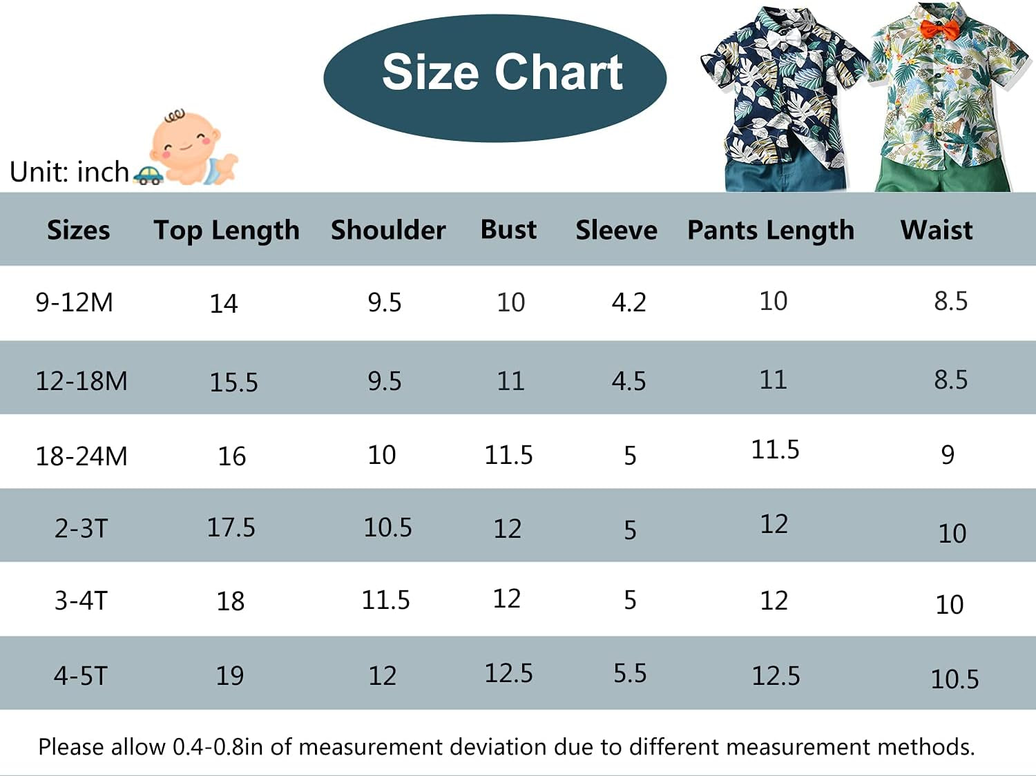 Toddler Baby Boy Shorts Sets Hawaiian Outfit,Infant Kid Leave Floral Short Sleeve Shirt Top+Shorts Suits