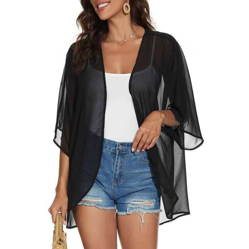 Women'S Floral Kimono Cardigan Loose Cover up Casual Blouse Tops