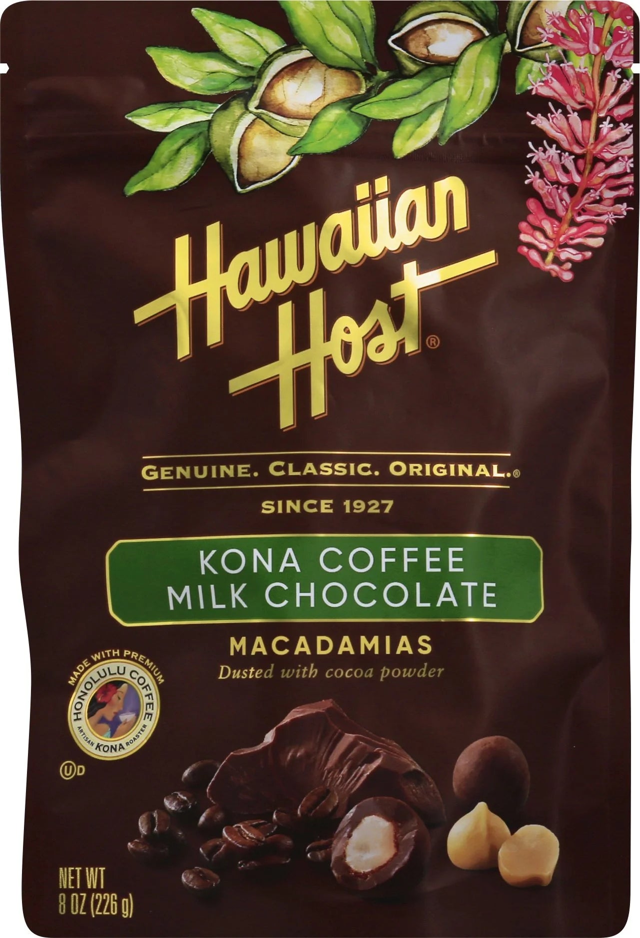 Kona Coffee Milk Chocolate Macadamias 8 Oz