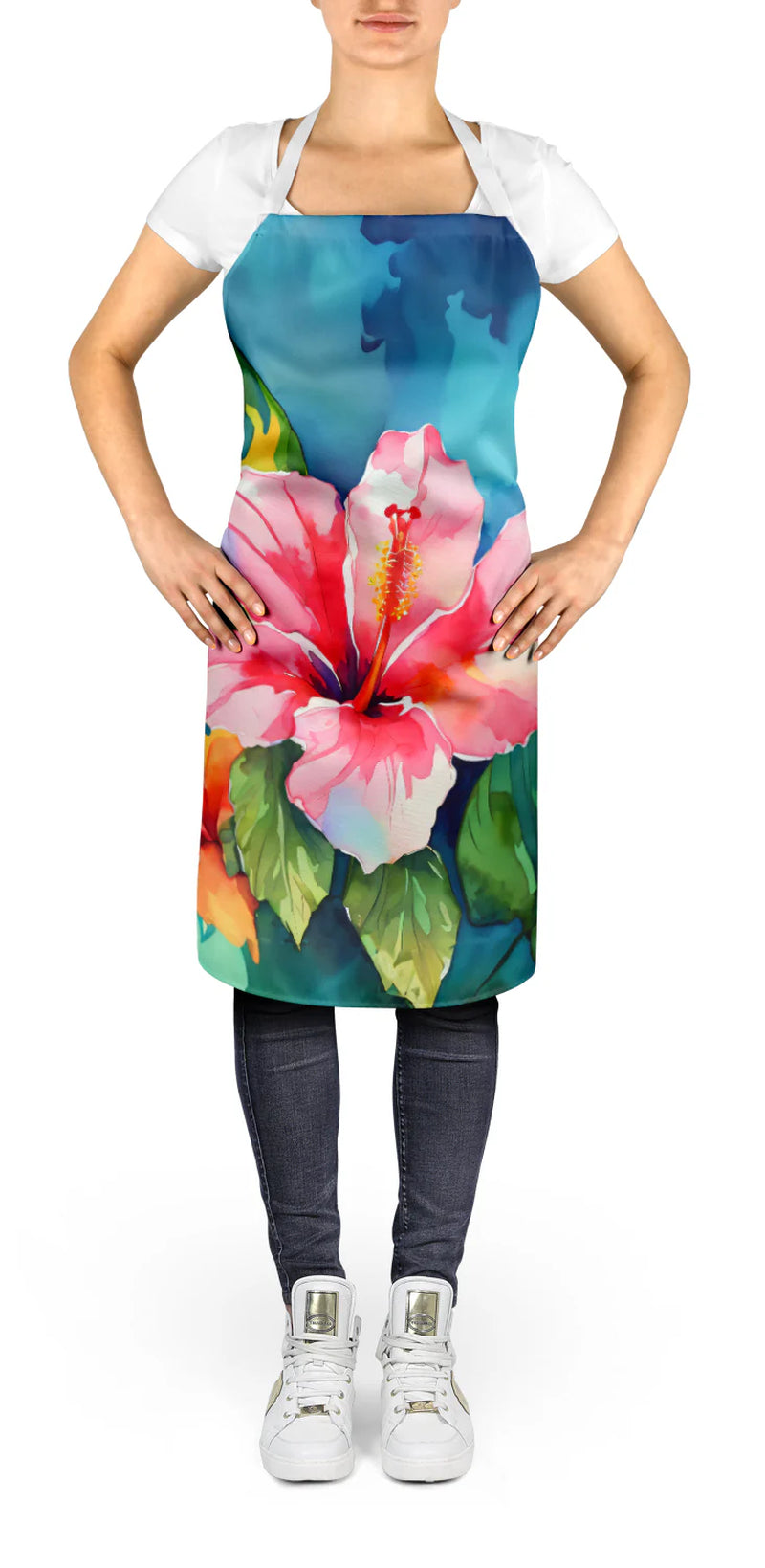 Hawaii Hawaiian Hibiscus in Watercolor Apron